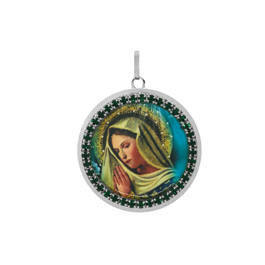 Colgante Virgen Green Strass Órbita