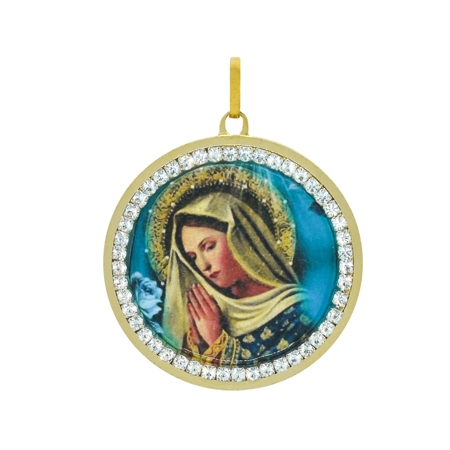 Colgante Virgen Green Strass Órbita