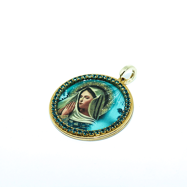 Colgante Virgen Green Strass Órbita