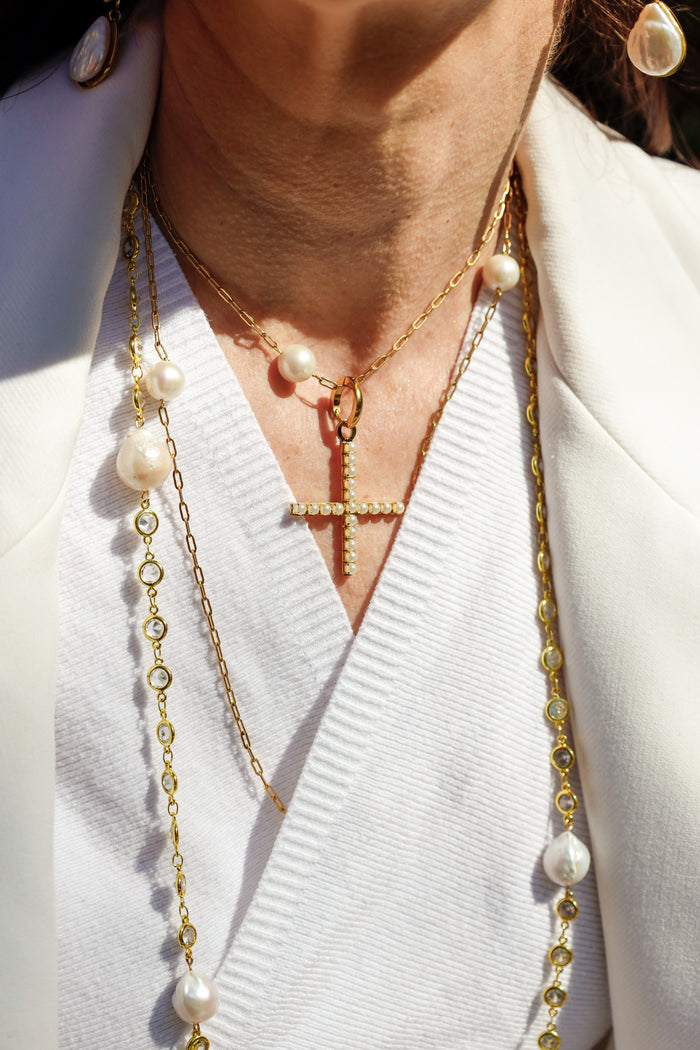 Cadena Circonitas con Perlas Premium