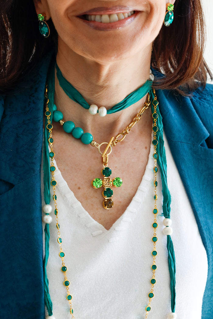 Cruz Andrómeda Verde con Cristal Swarovski®