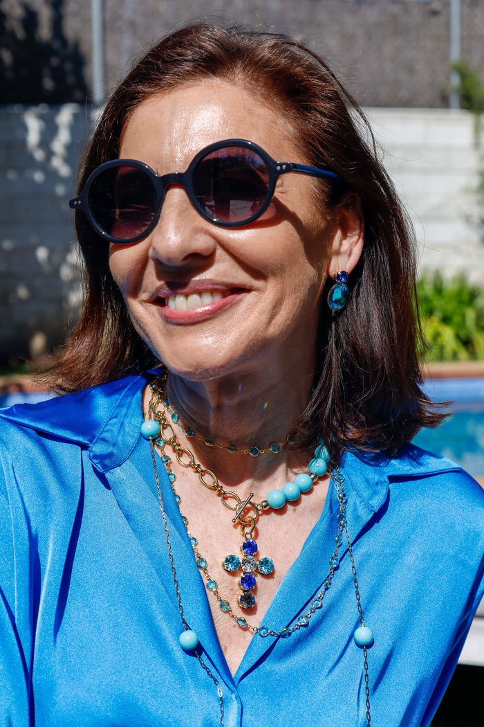 Cruz Andrómeda Azul con Cristal Swarovski®