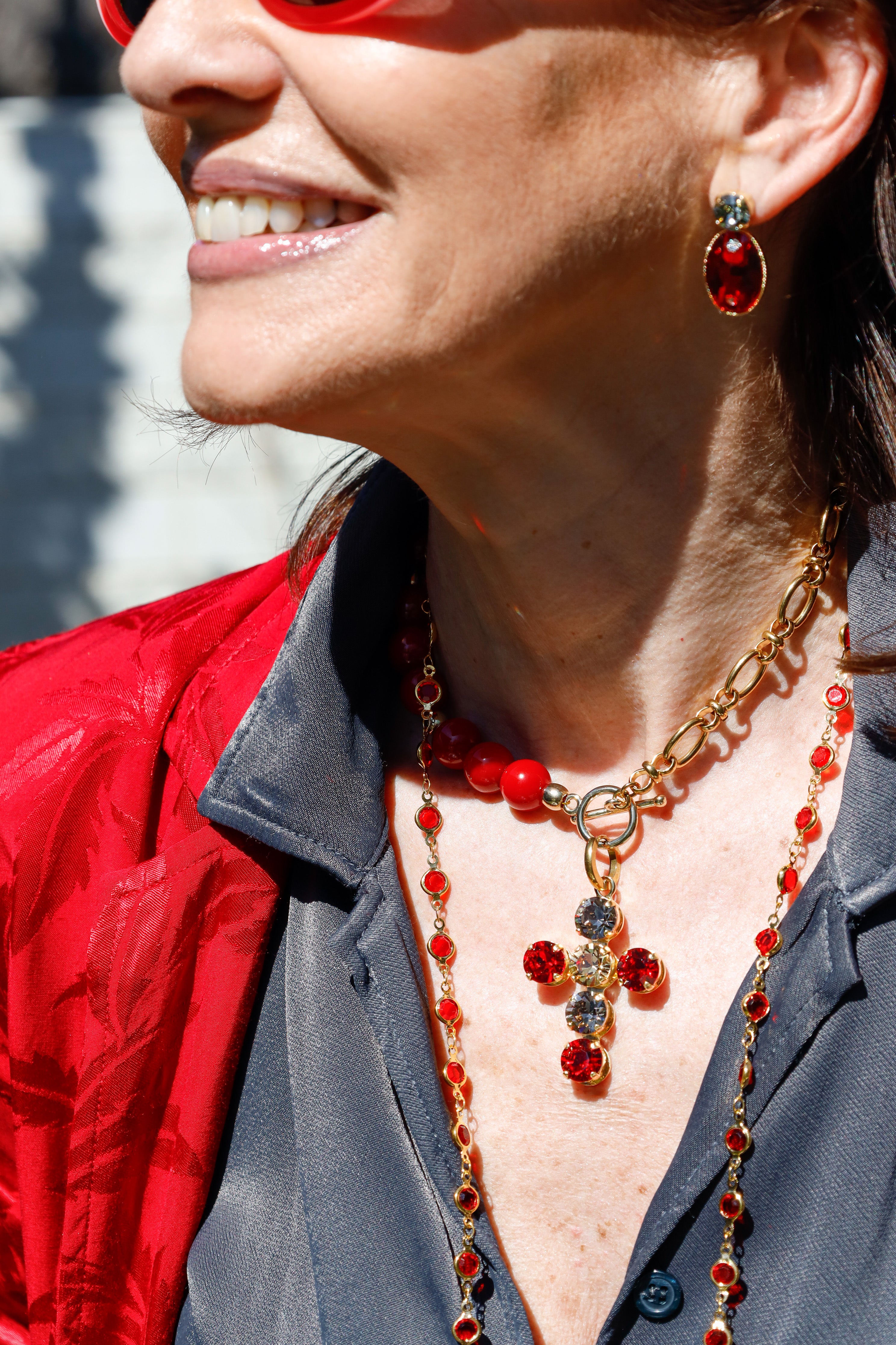 Cadena Cristales de Colores - Rojo