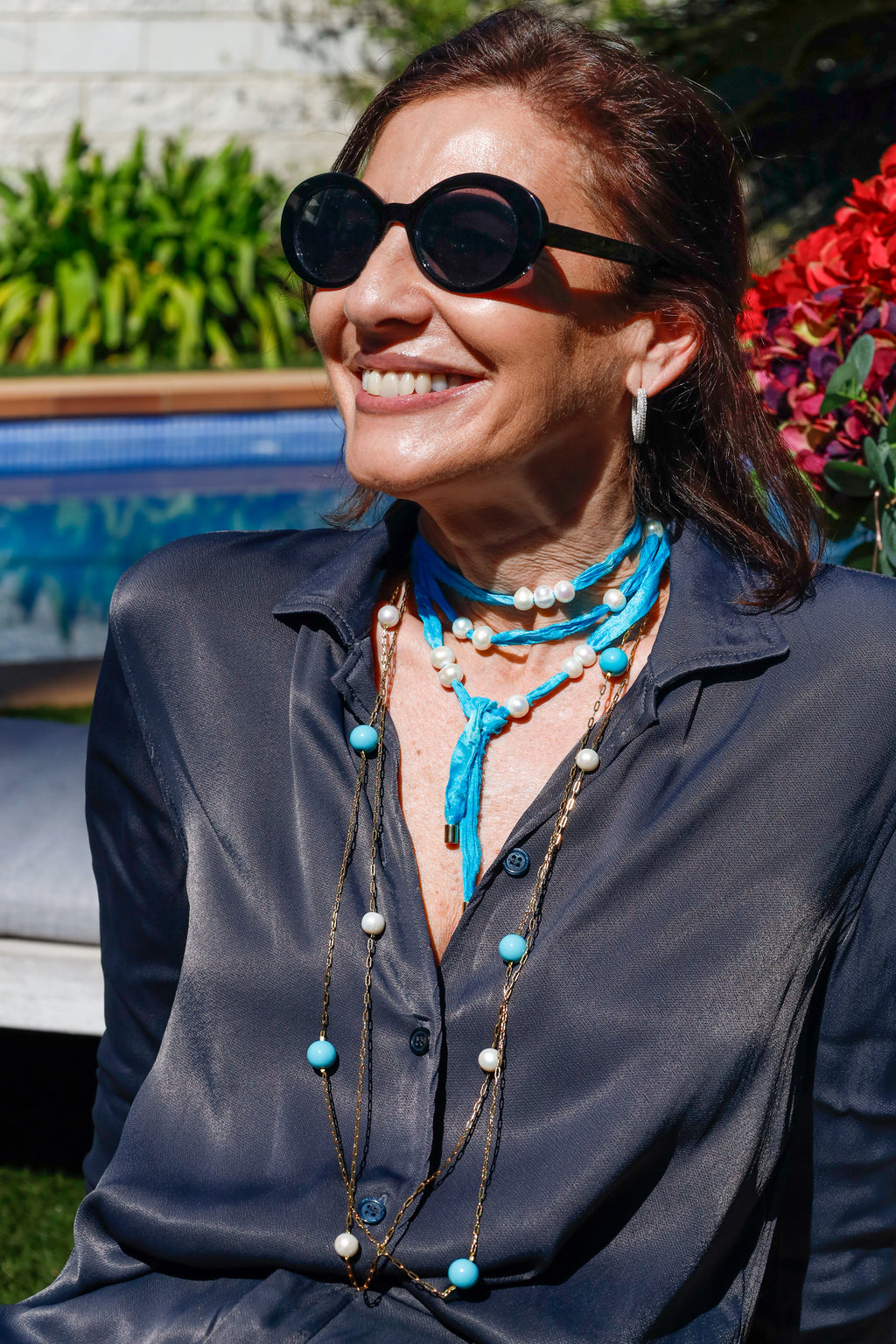 Collar Seda Azul de Sari