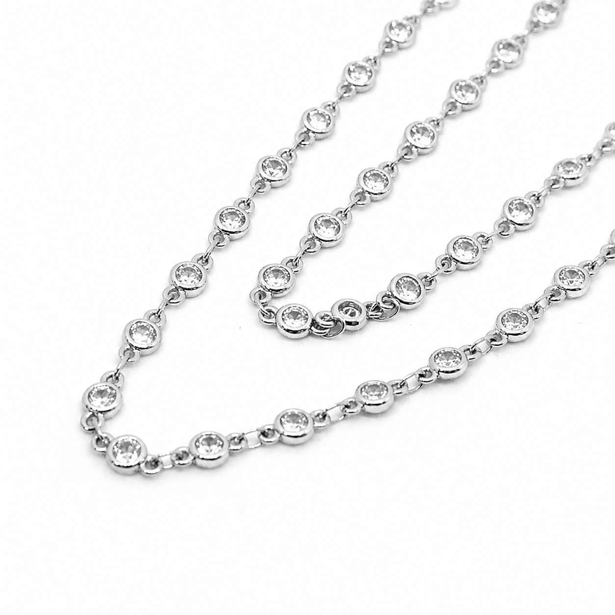 Silver Chain with Zirconia in a Row