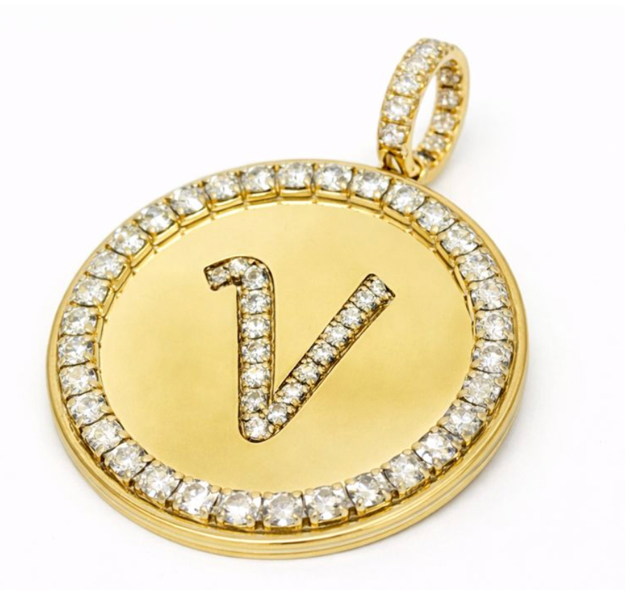 Rhinestone Initial Medal (Customization)