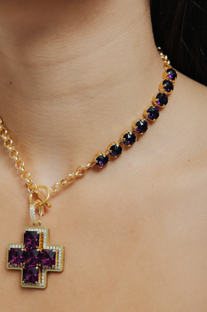 Cadena Mix Atenea con Cristal Amatista de Swarovski®