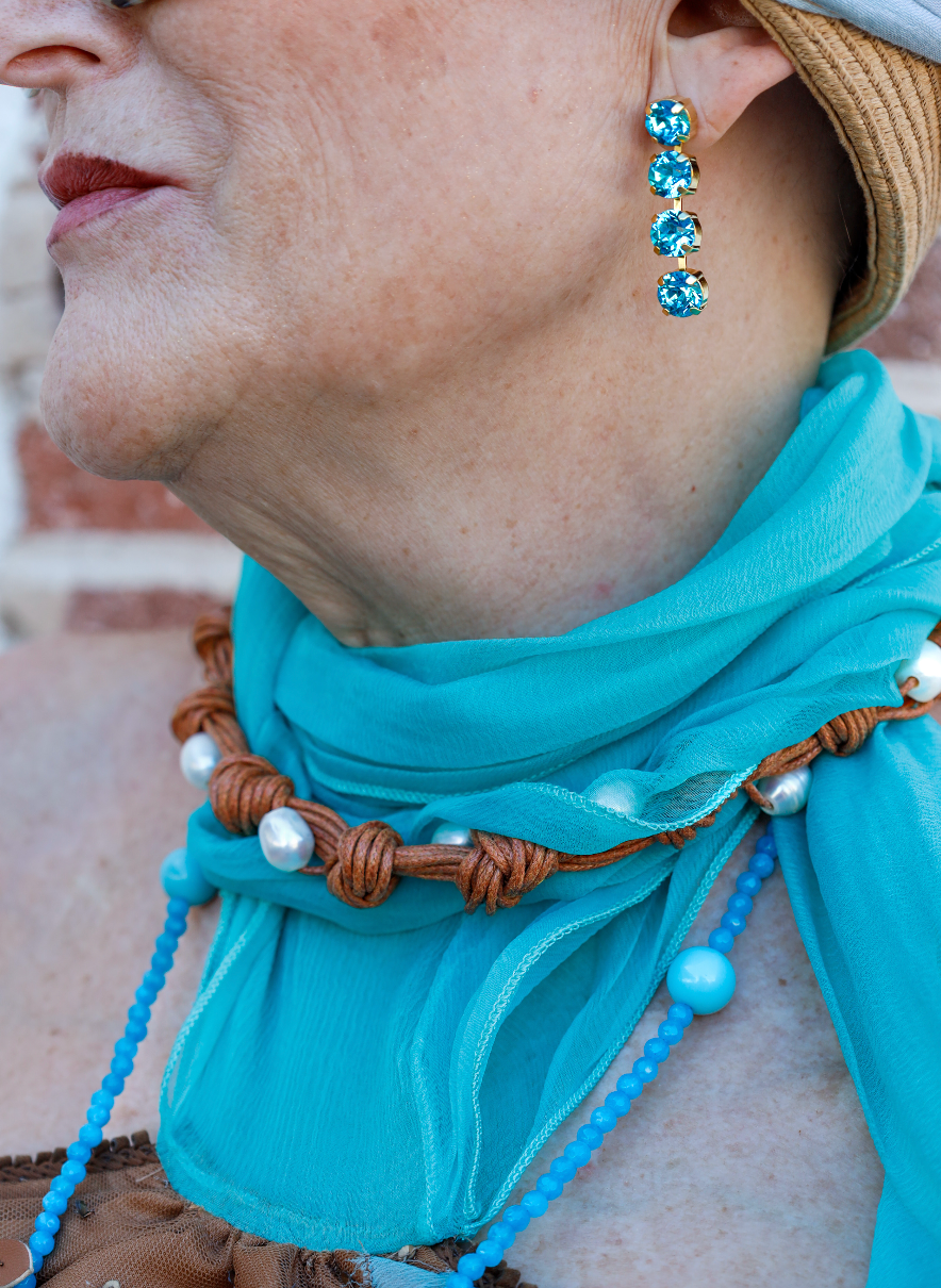 Pendientes Atenea Aqua Peonia