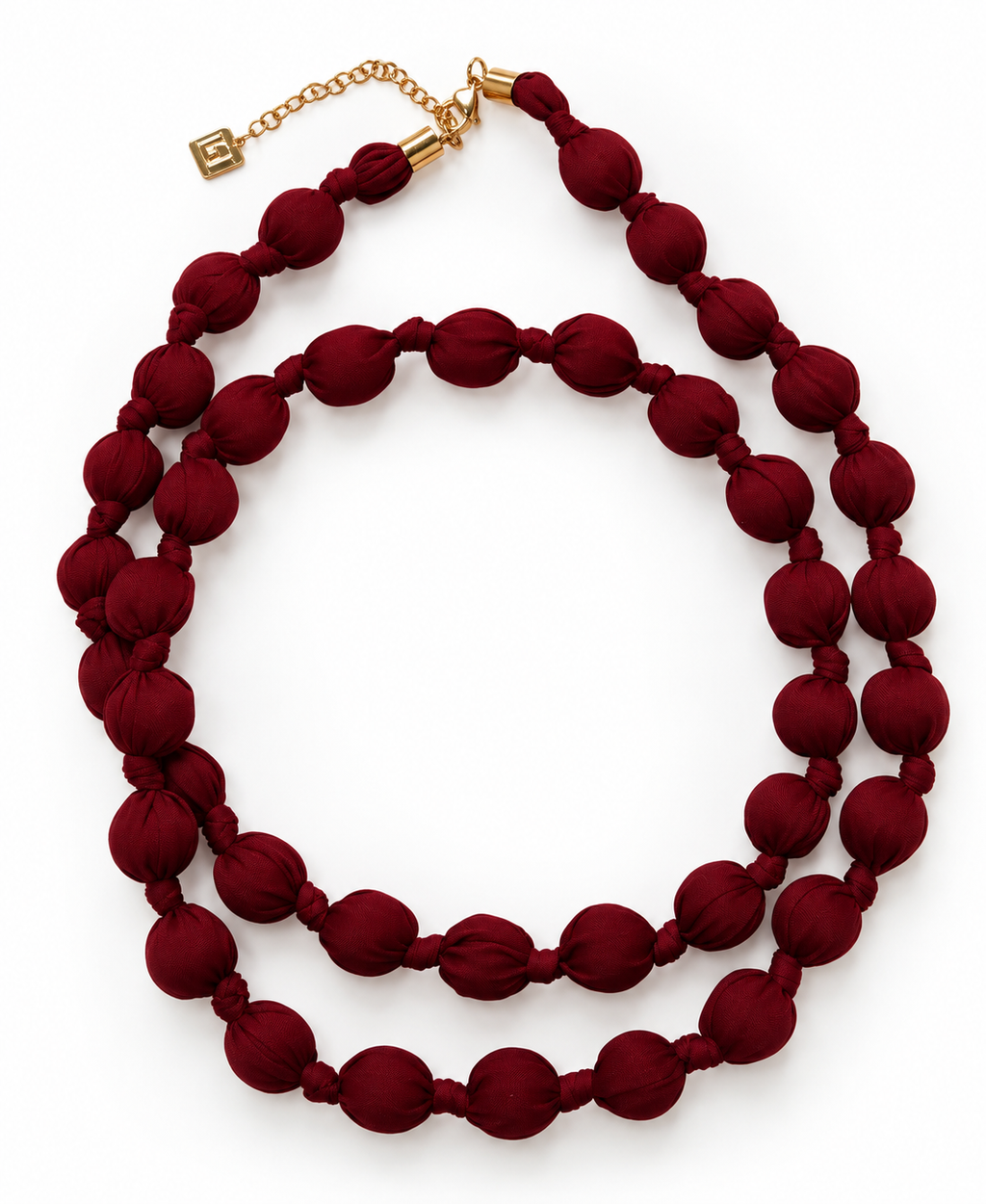 Collar de Esferas Anudadas de Tela
