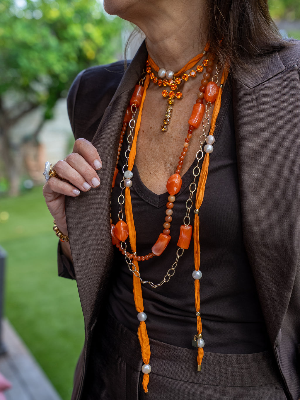Collar Seda Natural con Perlas