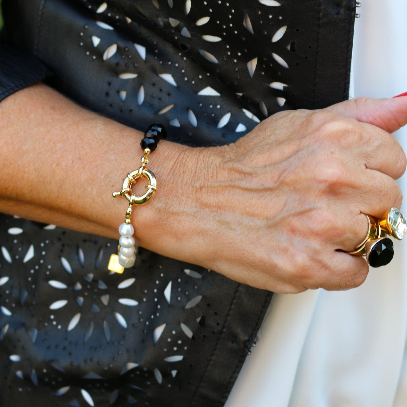 Pulsera Mix Perlas Black