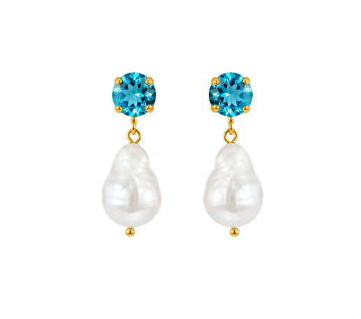 Pendientes Perla Barroca Aqua Peonia
