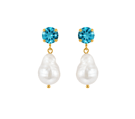 Pendientes Perla Barroca Aqua Peonia