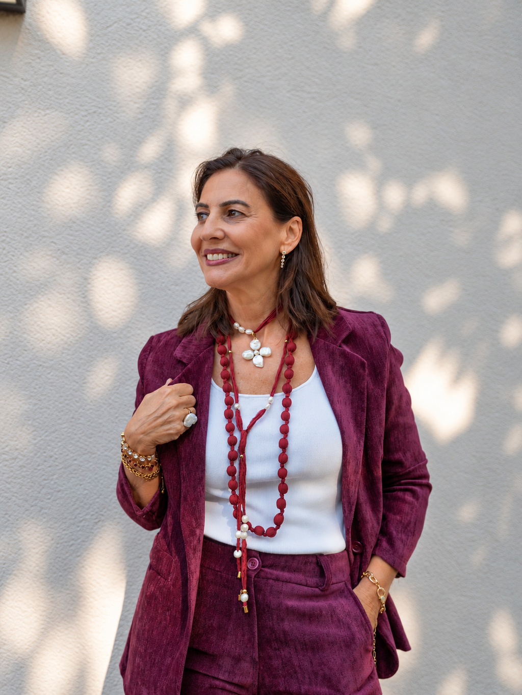 Collar Seda Natural con Perlas