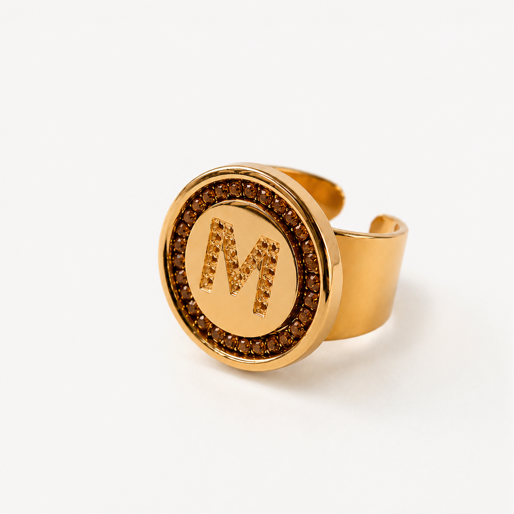 Anillo Mini Inicial Negro