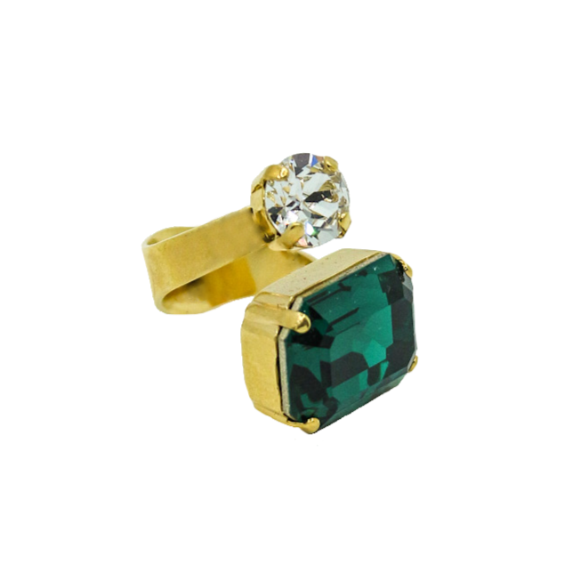 Anillo Gemelli con Cristal Verde Esmeralda de Swarovski®
