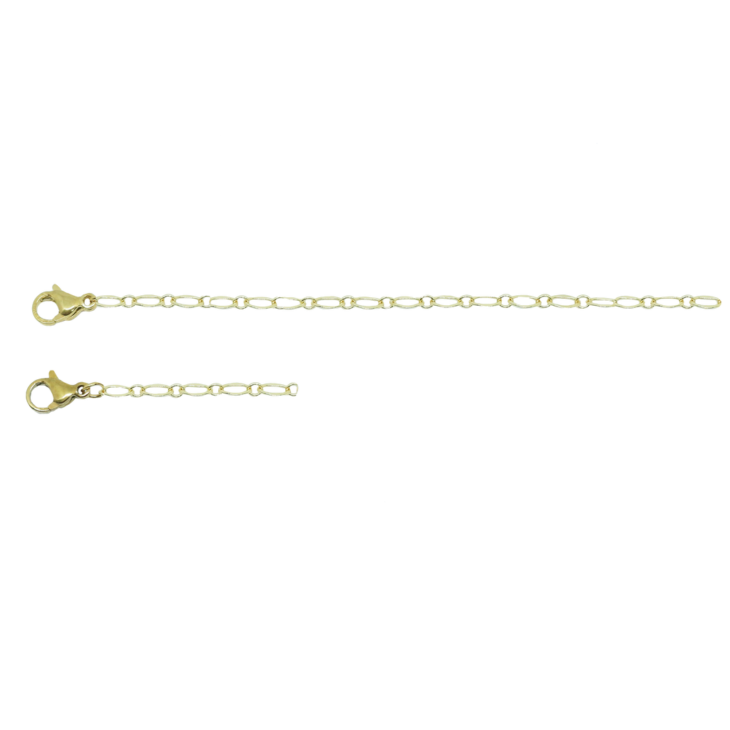 Alargador con cierre y arandela disponible en:  10 cm (recomendado para pulseras y cadenas) 3 cm (recomendado para pulseras) 