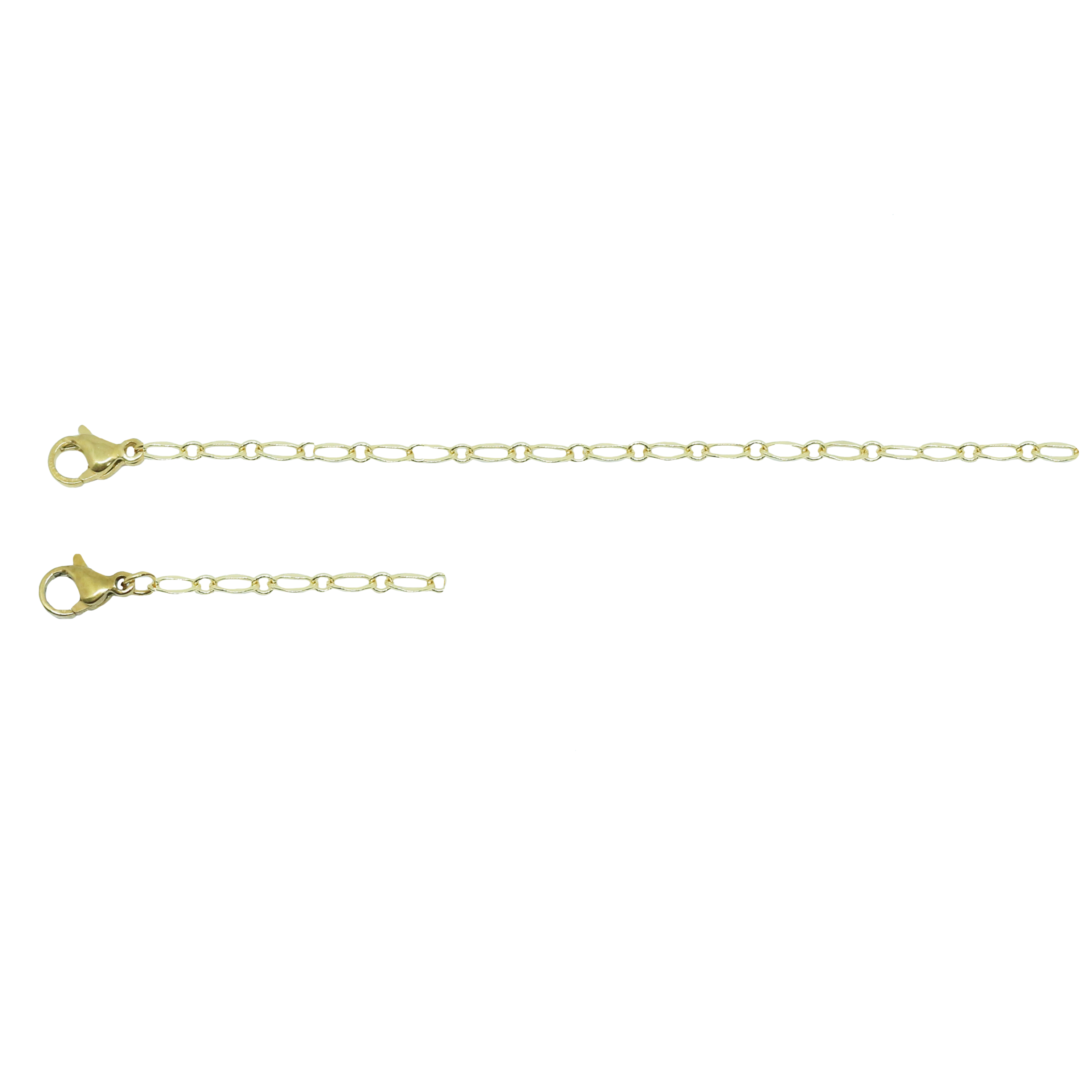 Alargador con cierre y arandela disponible en:  10 cm (recomendado para pulseras y cadenas) 3 cm (recomendado para pulseras) 