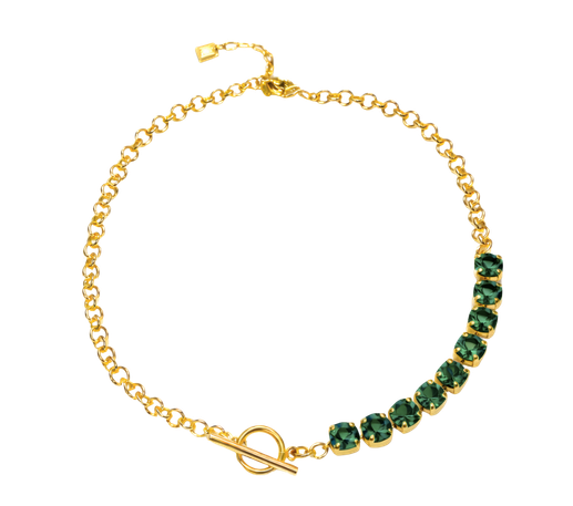 Cadena Mix Atenea con Cristal Verde Esmeralda de Swarovski®