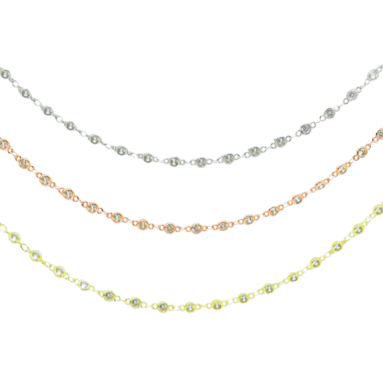 Silver Chain with Zirconia in a Row