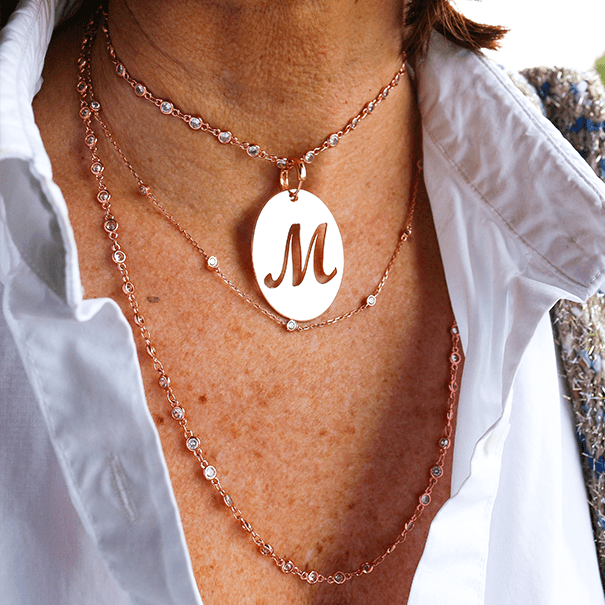 INIZIALI ELIPTICA SIN STRAS ORO ROSA