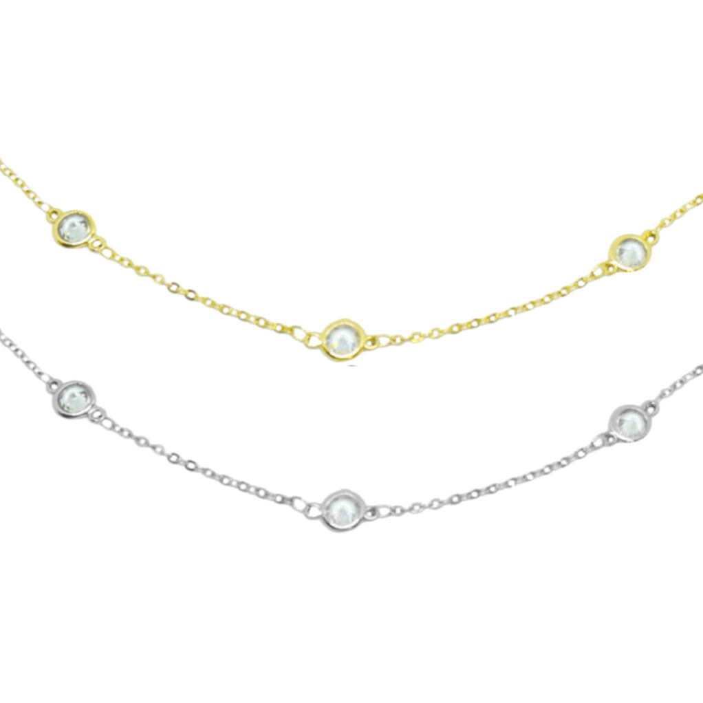 Cadena de Plata de Circonitas Intercaladas XL