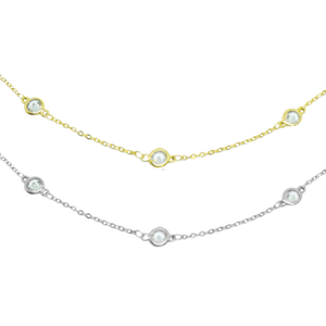 Cadena de Plata de Circonitas Intercaladas XL