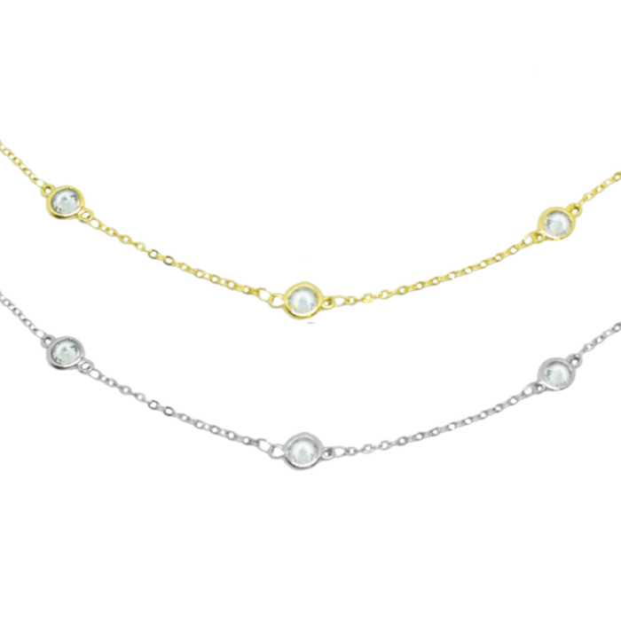 Cadena de Plata de Circonitas Intercaladas XL